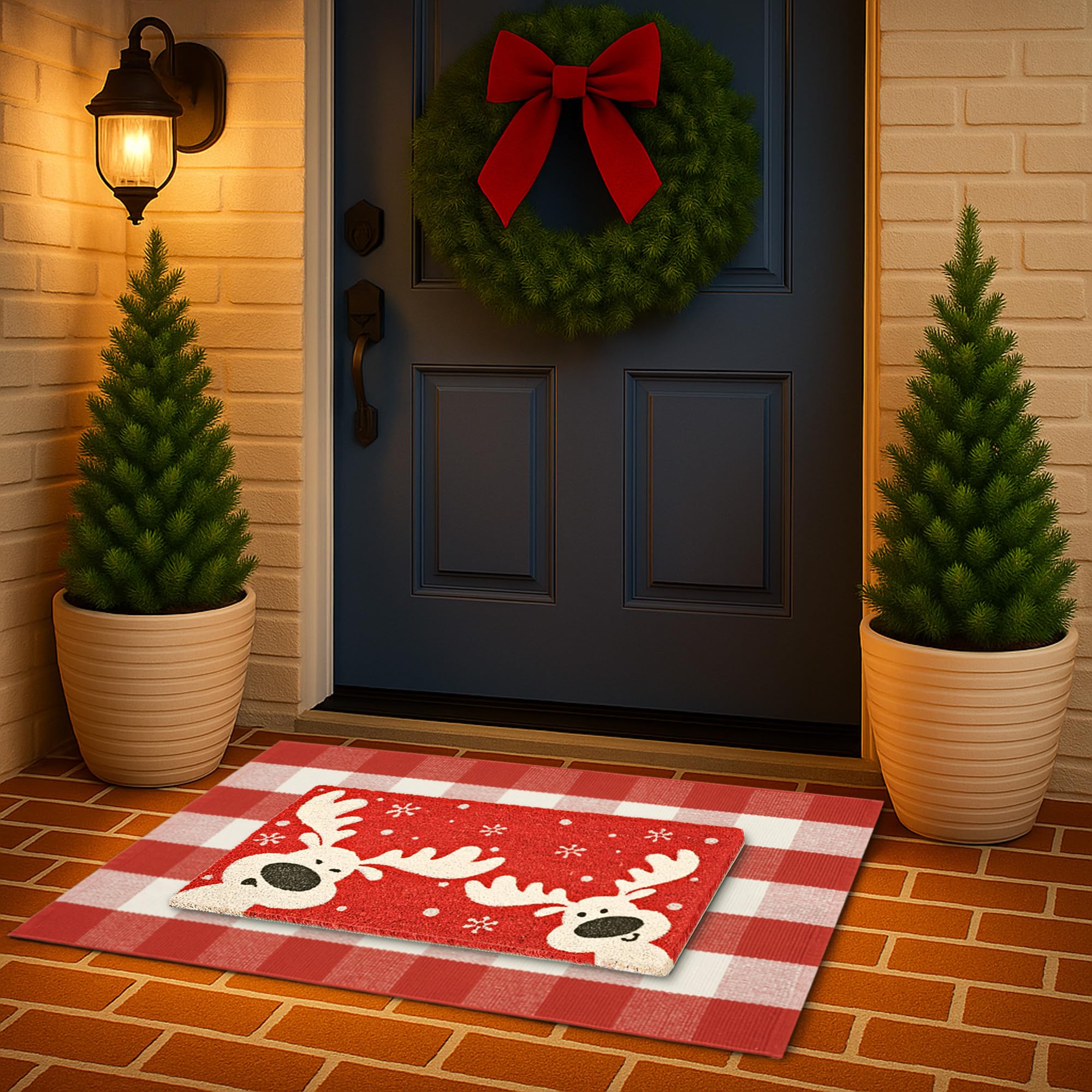 Fallovea layered door mat at entryway giving an inviting seasonal first impression
