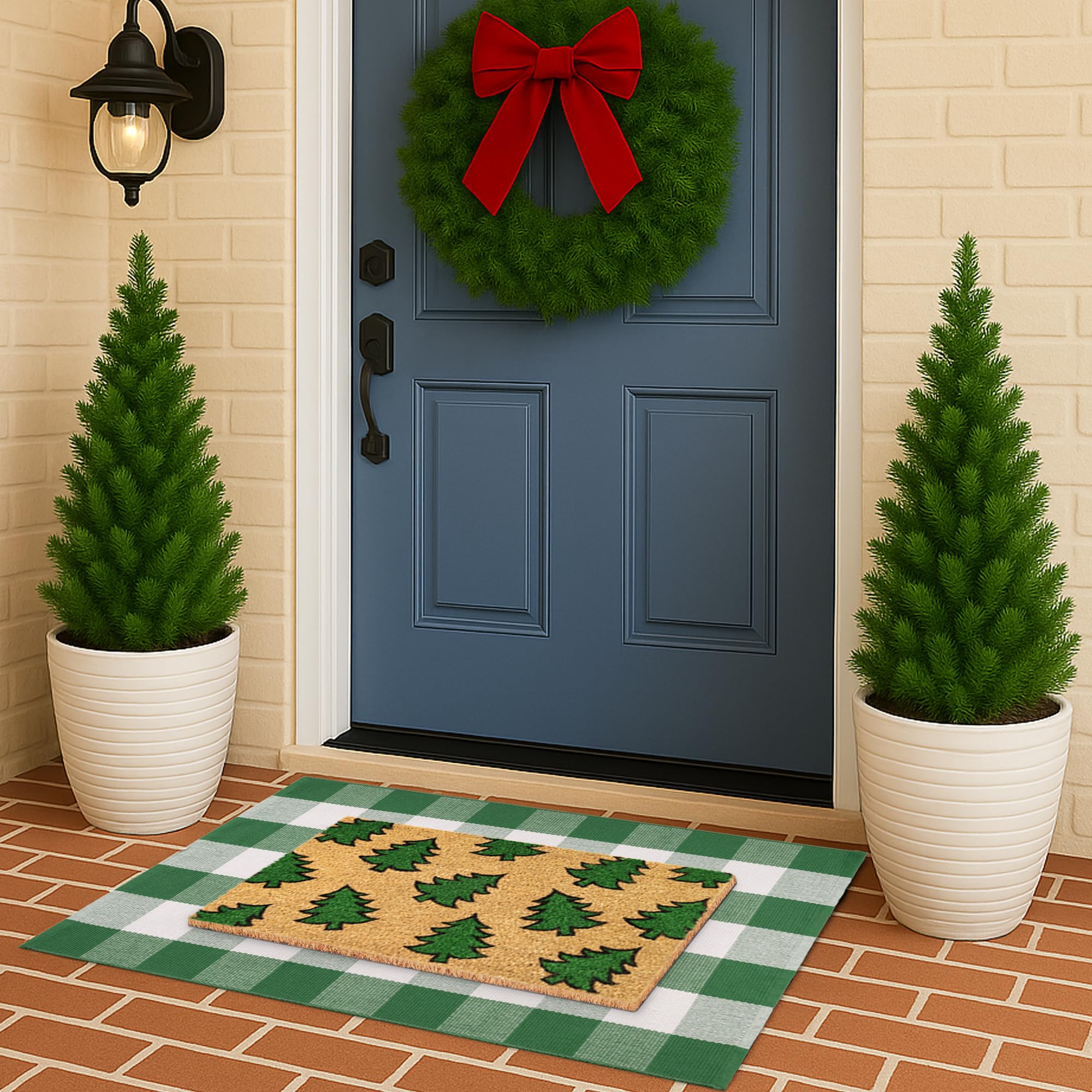 Fallovea layered set on a porch in use, showing protection and festive curb appeal