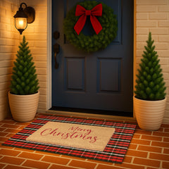Fallovea plaid rug detail highlighting woven texture and warm colors