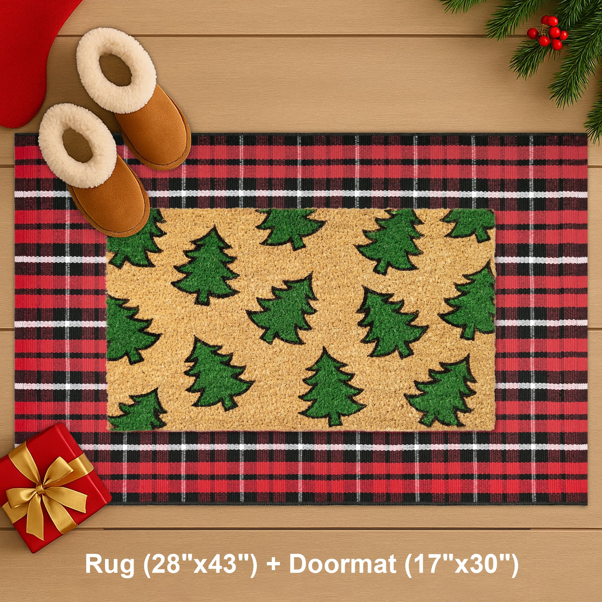Fallovea plaid rug edge showing tight weave and durable stitching for long-lasting style