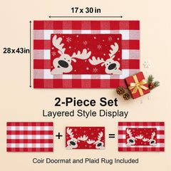 Fallovea red white buffalo plaid rug flat lay adding warm layered holiday base