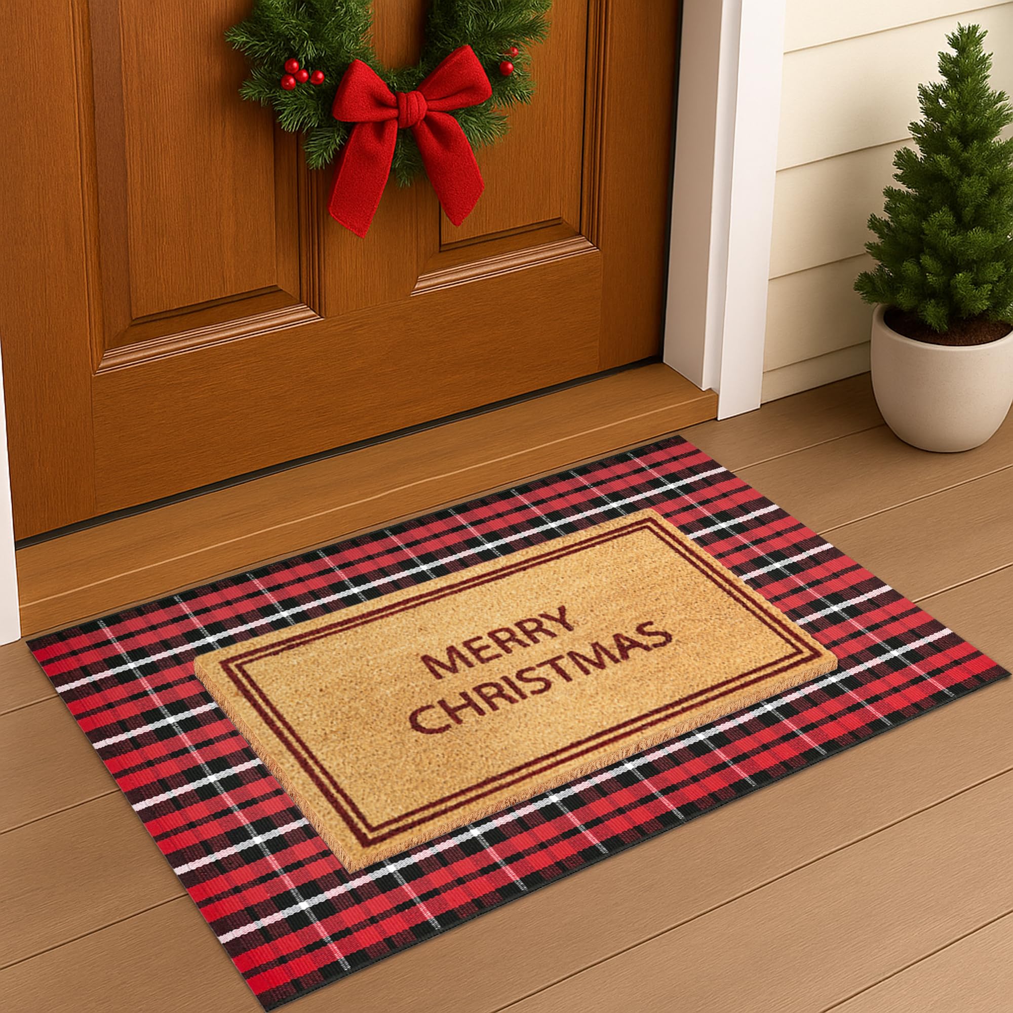 Fallovea plaid rug weave detail highlighting soft durable flat-woven surface