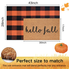 Fallovea orange and black plaid rug full-size providing warm seasonal color