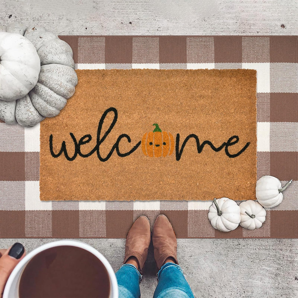 Fallovea plaid rug full-size layflat shows pattern and warms entryway