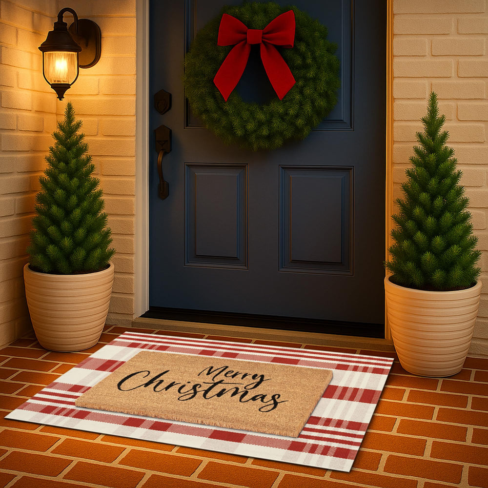 Fallovea flat-woven plaid rug texture showing durable soft weave