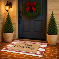 Fallovea flat-woven plaid rug texture showing durable soft weave