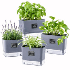 FAMZ front view of four matching planters showing neat modern design and coordination
