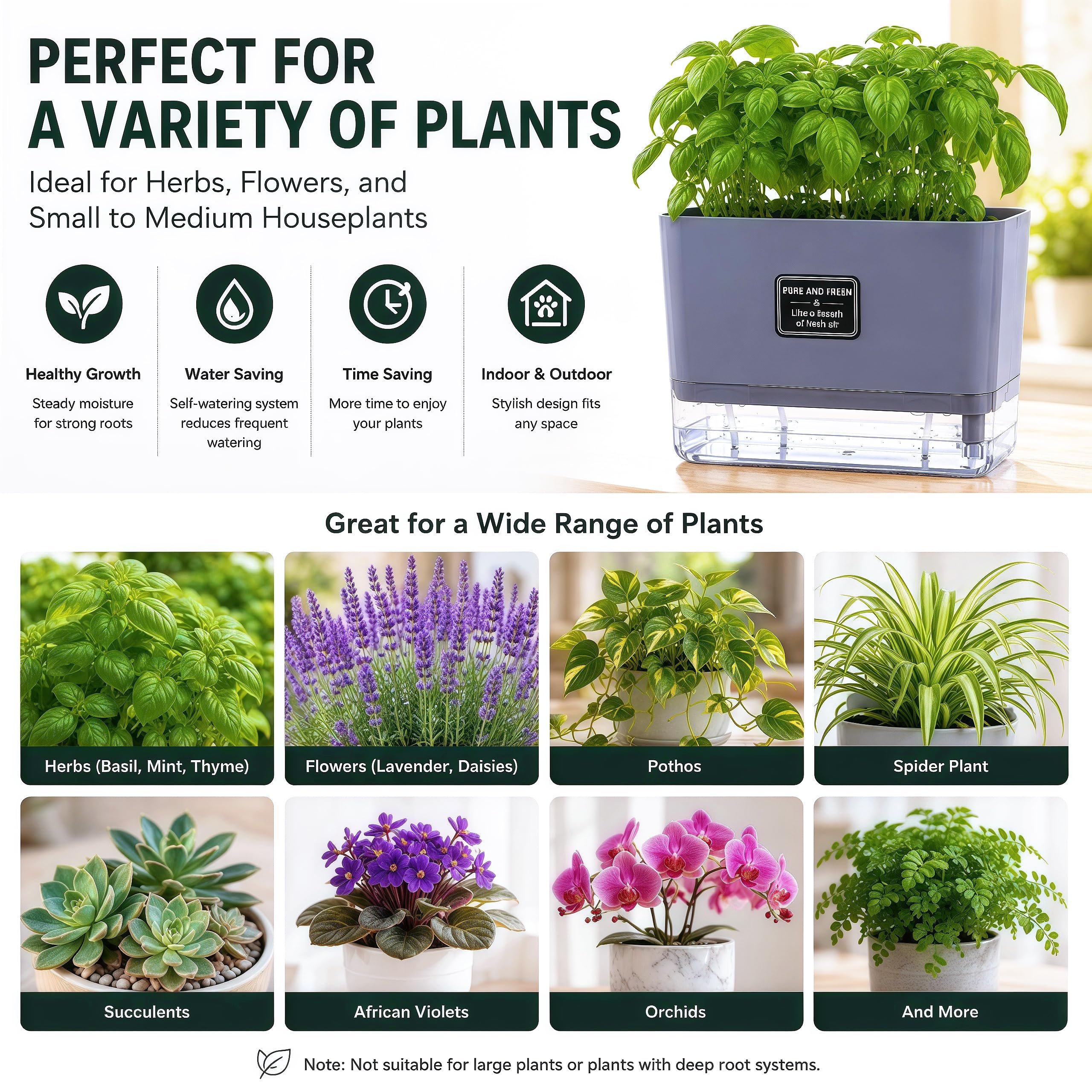 FAMZ hand holding planter to show 7-inch scale and compact space-saving benefit