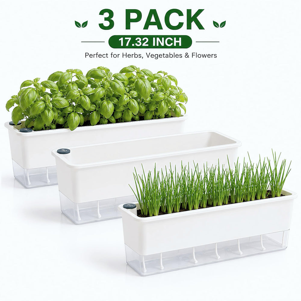 FAMZ three planters on window sill with sunlight showing decorative indoor garden benefit