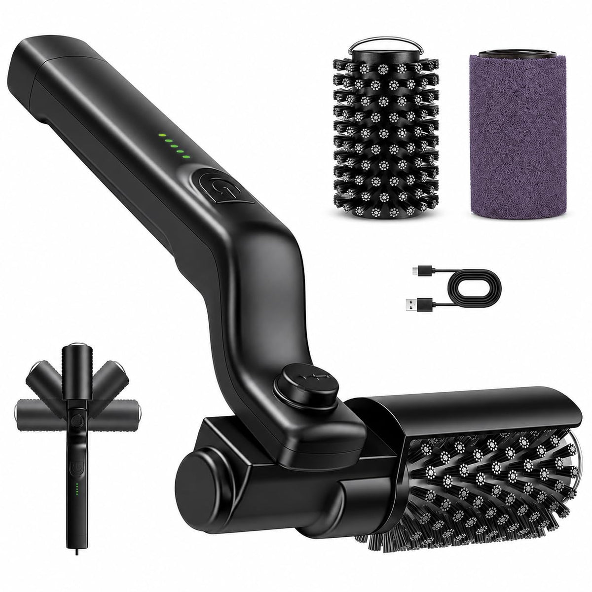 Fancyhonor front view showing cordless grill brush and benefits of easy cleaning