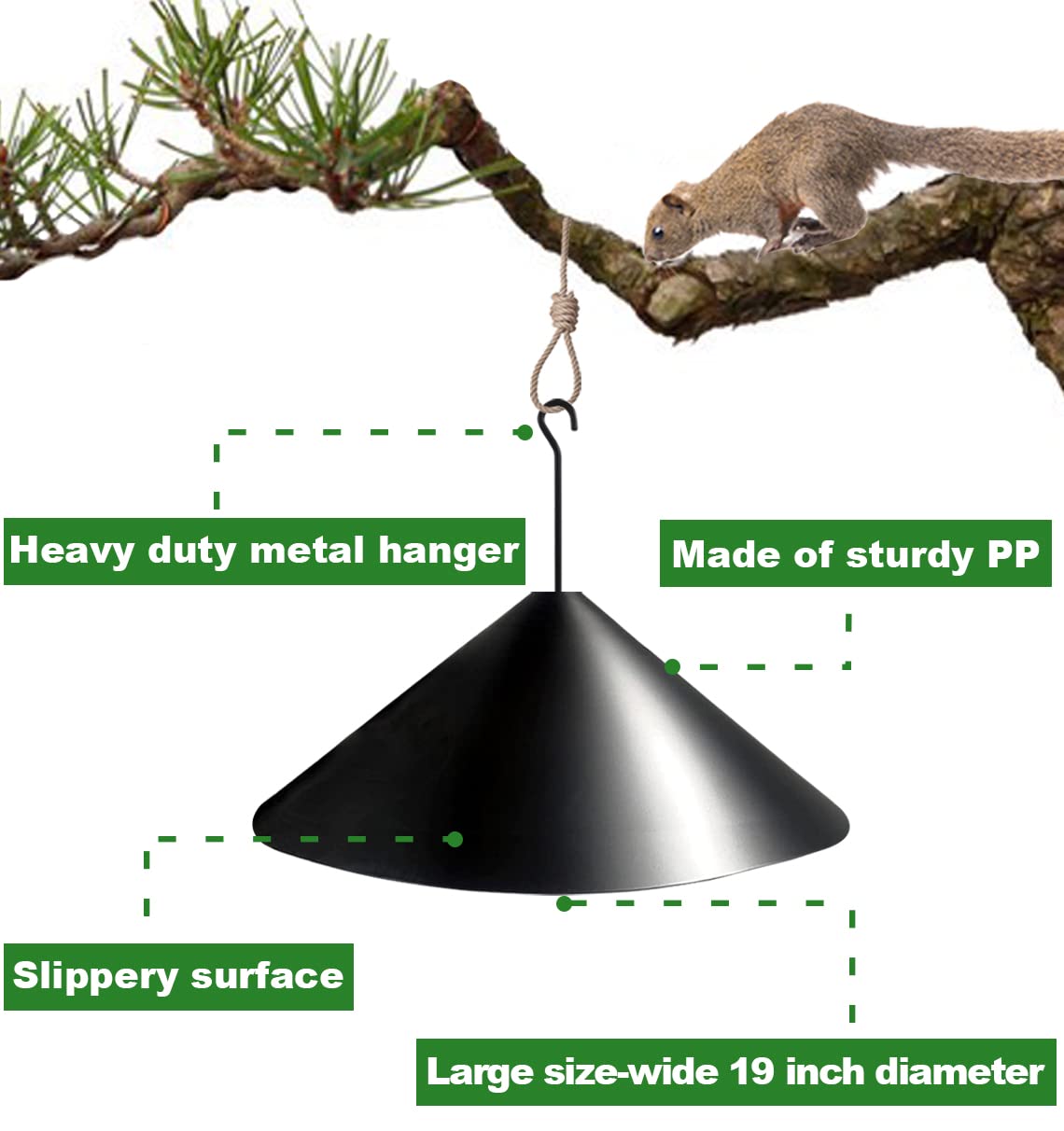 Fandature side profile illustrating full 19-inch diameter coverage for feeders