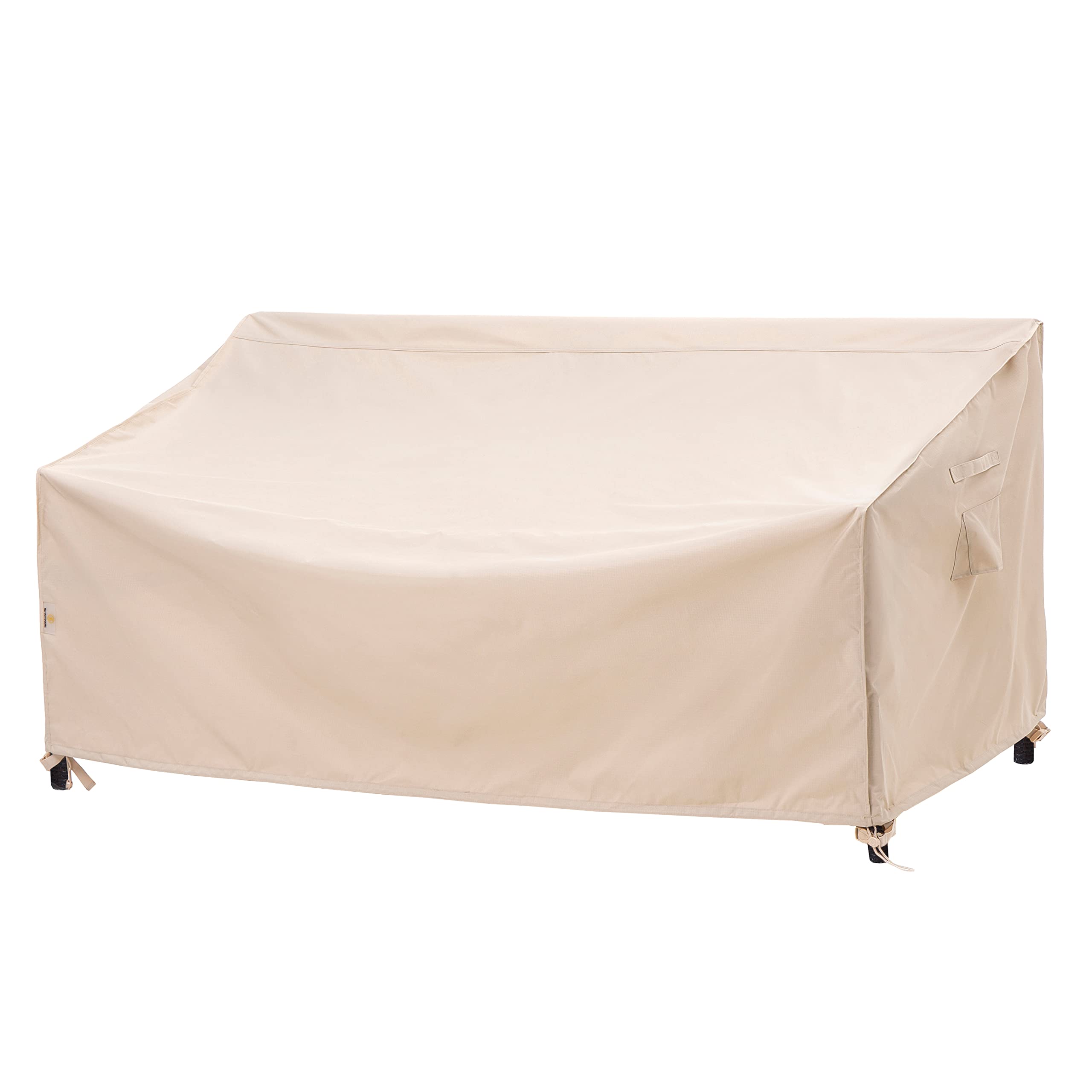 F&J Outdoors front view of beige sofa cover protecting patio furniture