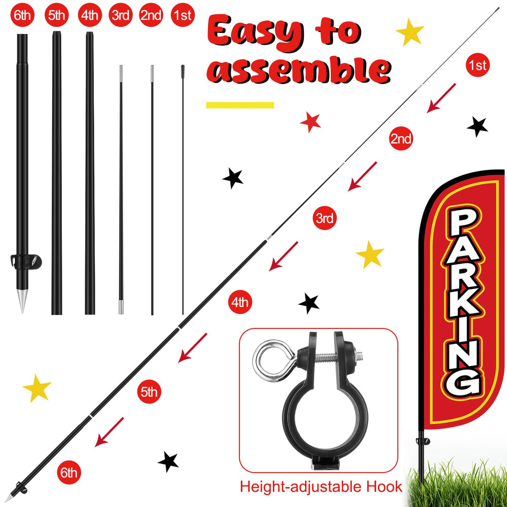 Fanfanwin assembled pole and flag standing 7 ft tall for clear guidance