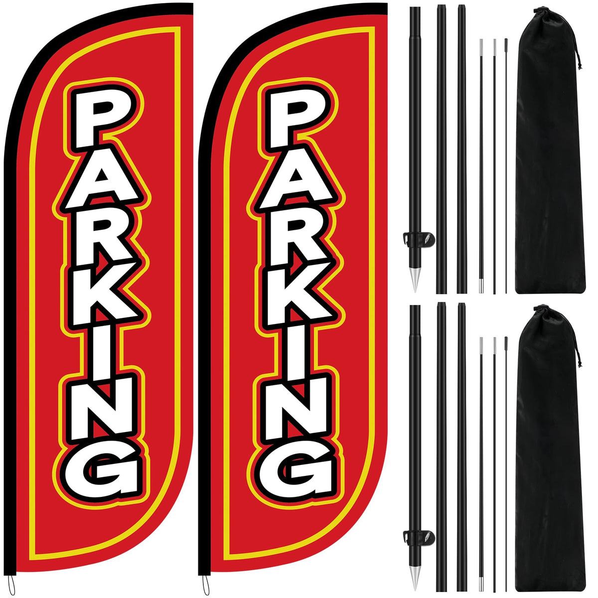 Fanfanwin front view of red feather flag showing bold contrast and visibility