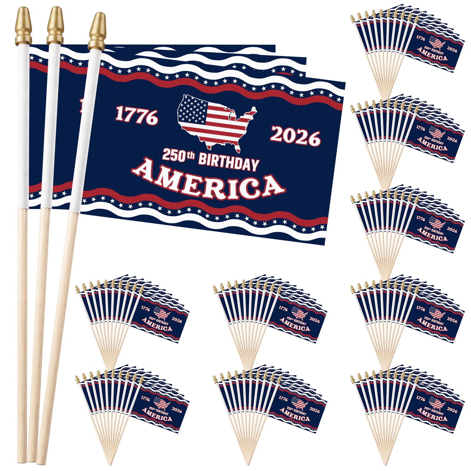 Fanfanwin front packaging of 100 mini flags, easy event supply