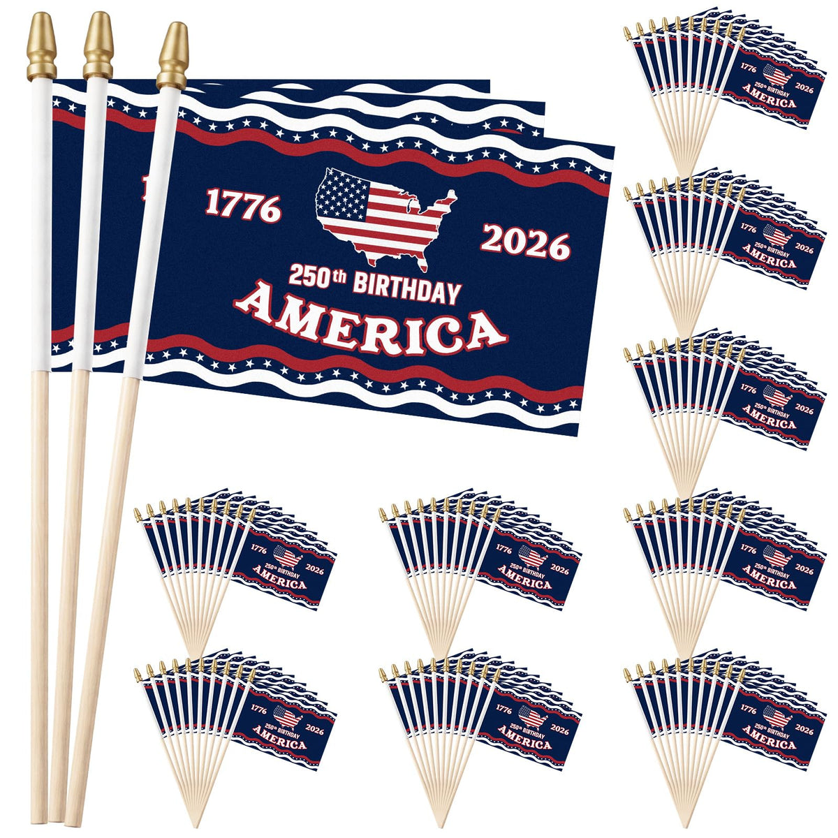 Fanfanwin front packaging of 100 mini flags, easy event supply