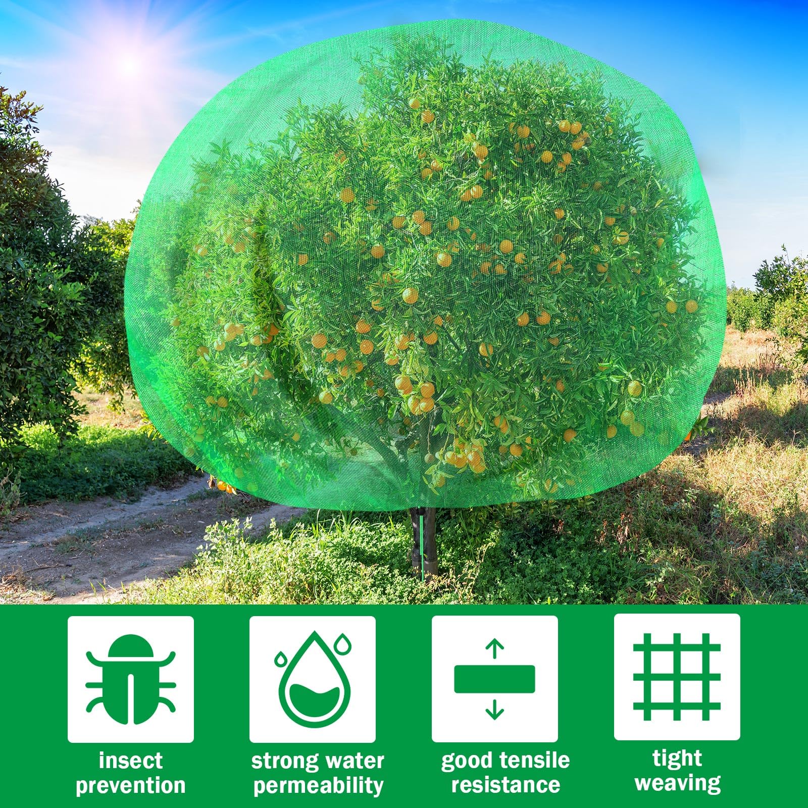 Fanfanwin net bag size comparison with person showing scale and coverage benefit