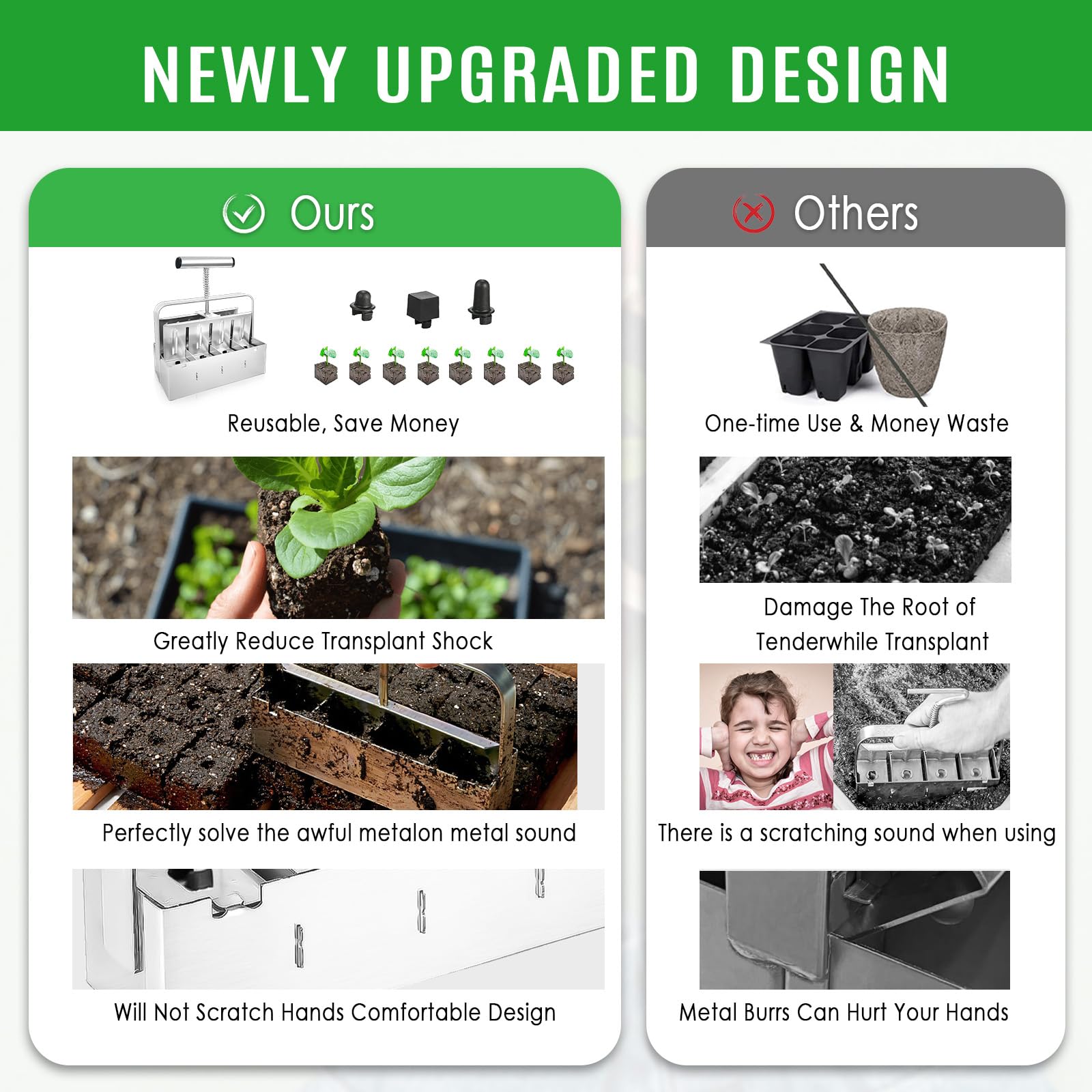 FANFX seed pins array with three sizes for versatile seed starting