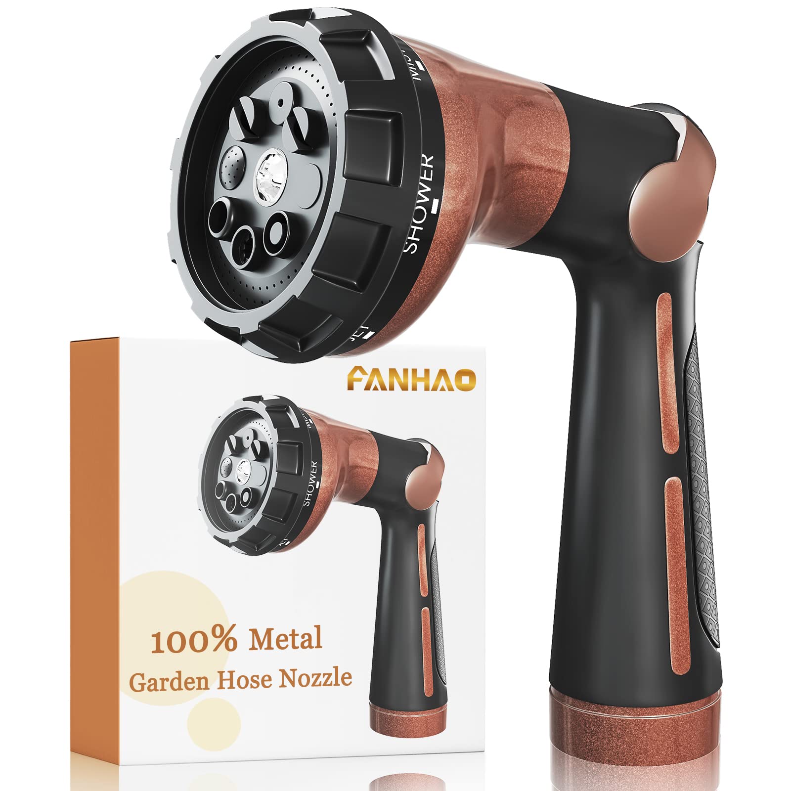 FANHAO front view metal nozzle showing durable build and clean attachment benefit