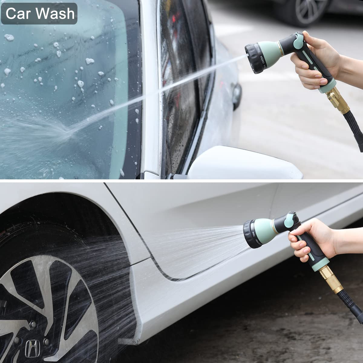 FANHAO nozzle in use watering garden illustrating comfortable operation benefit