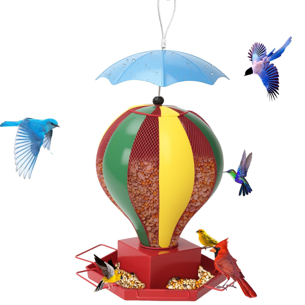Fanosy front view of balloon feeder showing decorative design and capacity benefit