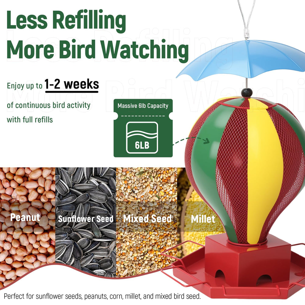 Fanosy U-shaped perch and seed-filled basket offering comfortable feeding spots