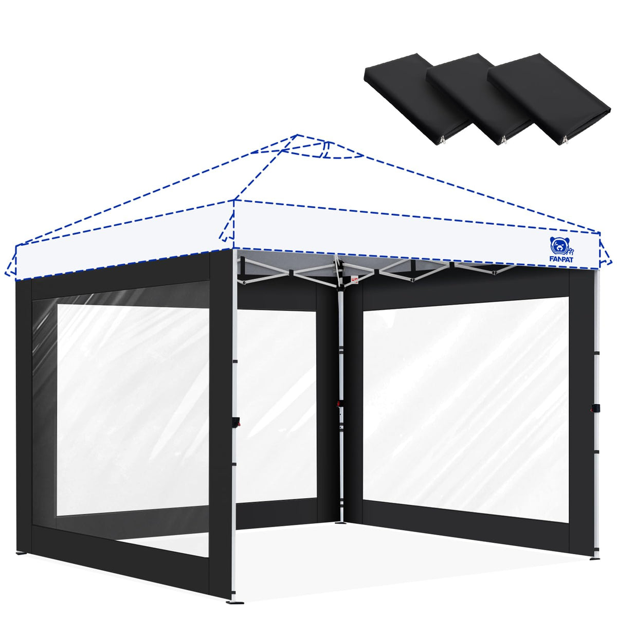 FANPAT front view of clear sidewall showing full coverage and light