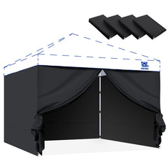 FANPAT front view of four black sidewalls showing professional shelter
