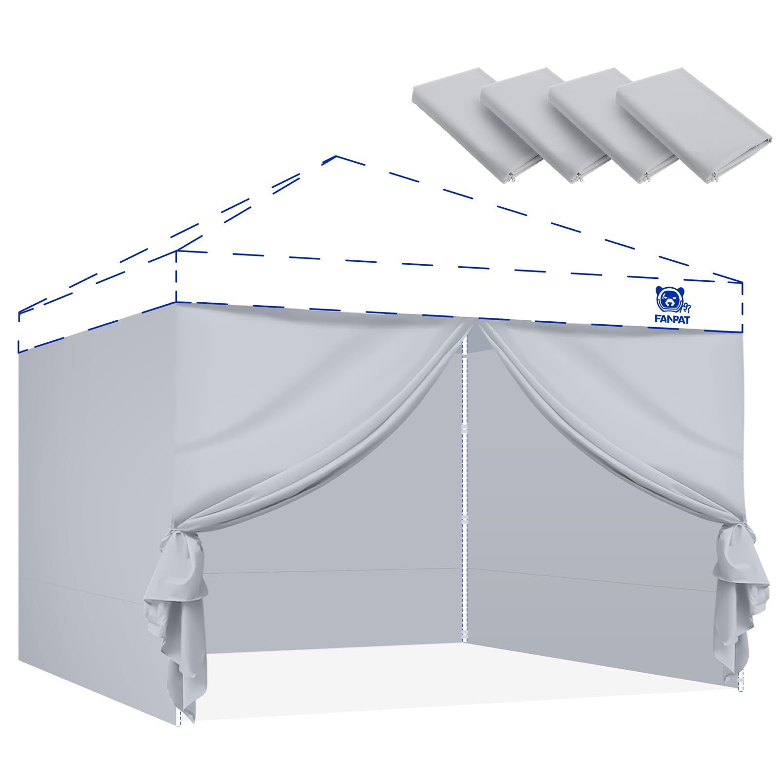 FANPAT front view assembled sidewalls showing full coverage and improved shelter