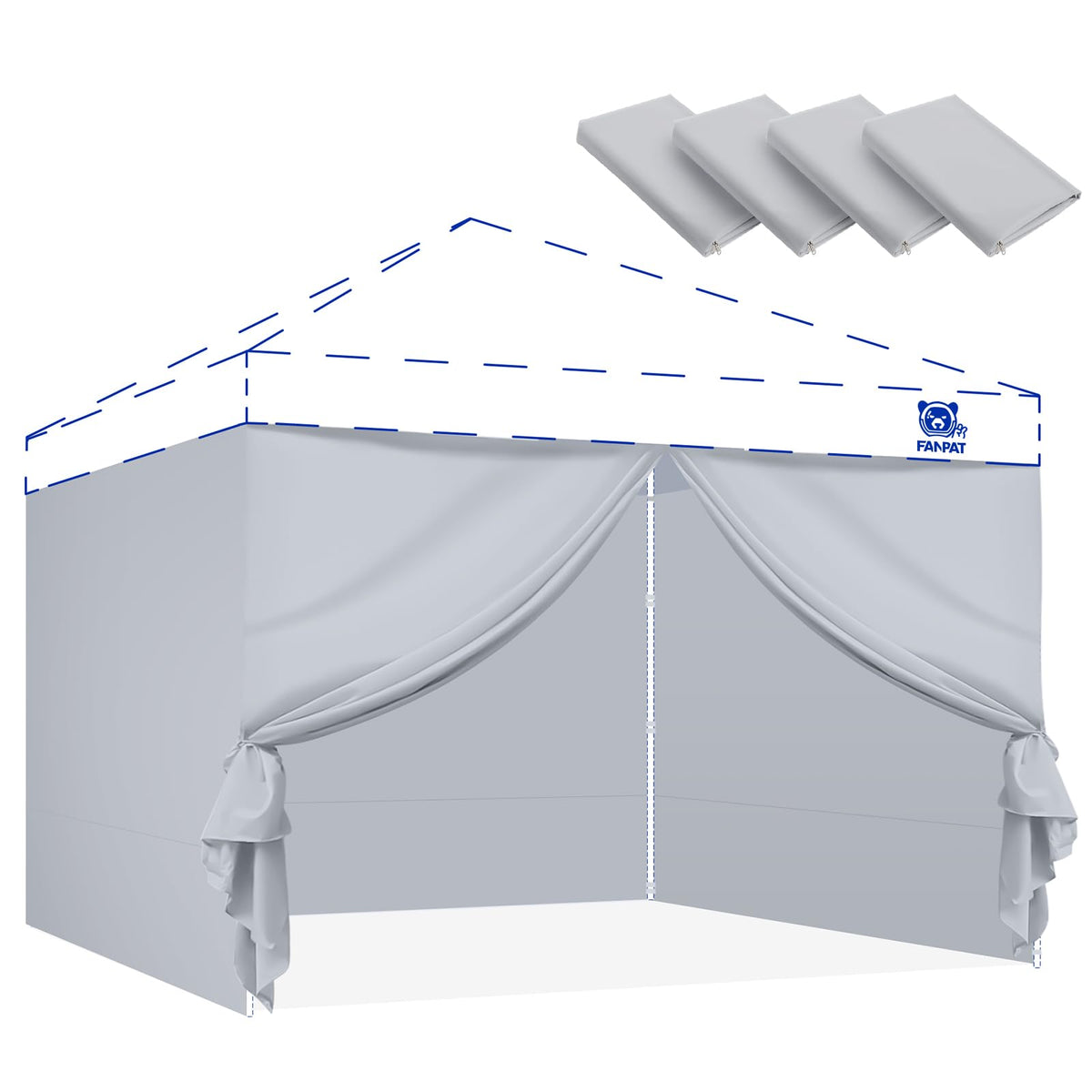 FANPAT front view assembled sidewalls showing full coverage and improved shelter