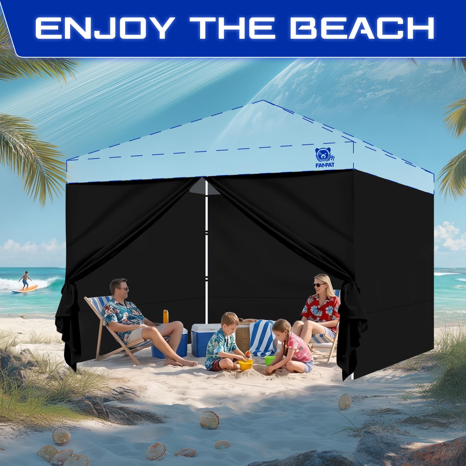 FANPAT folded sidewalls in travel bag for compact transport and storage