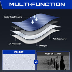 FANPAT sidewall installed on canopy showing weather protection benefit