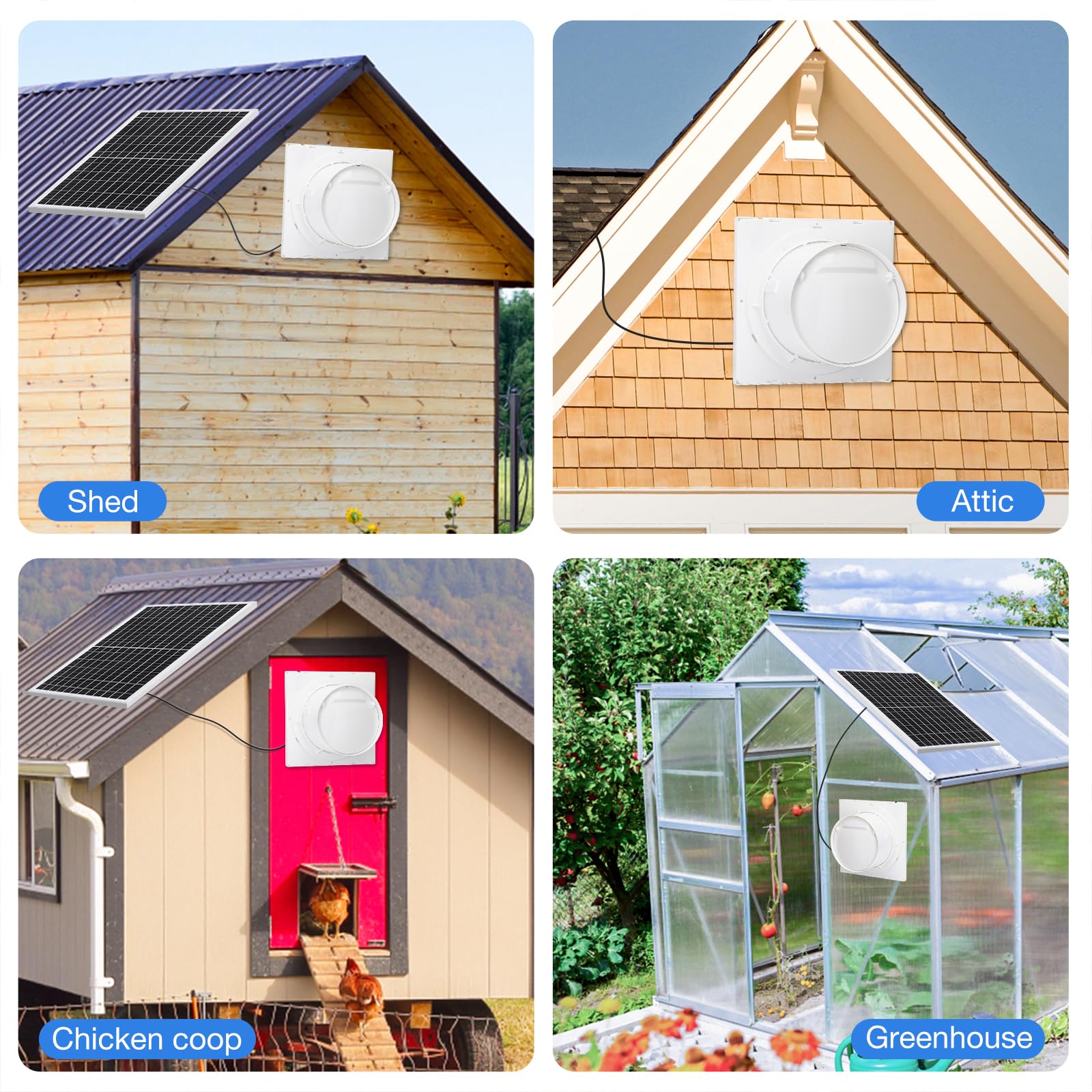Fanspex installed on garden shed illustrating cooler daylight interior