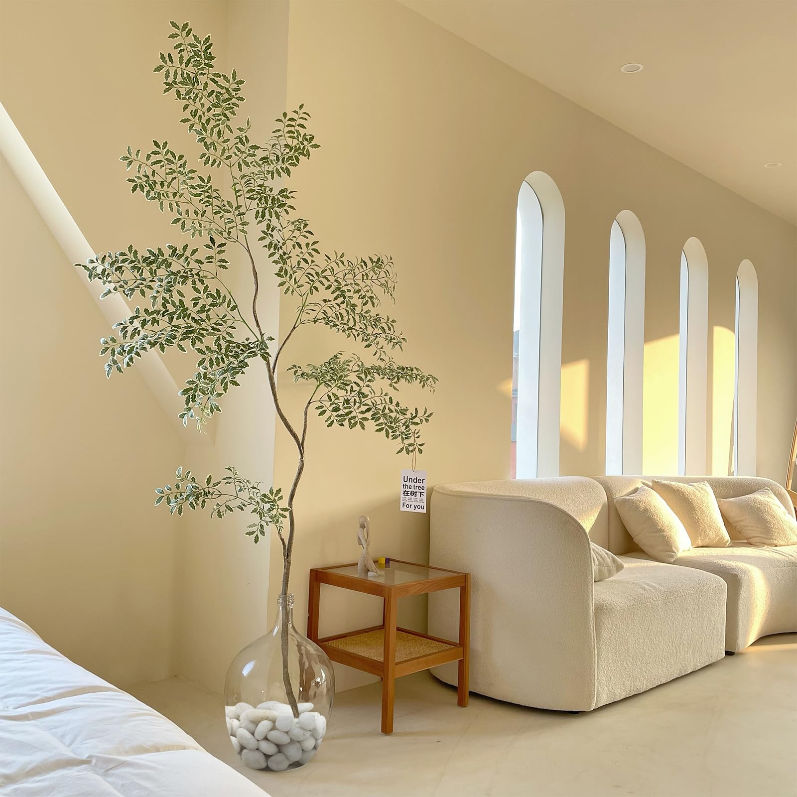 FANTIAN styled indoor display with pebbles creating a modern decorative finish