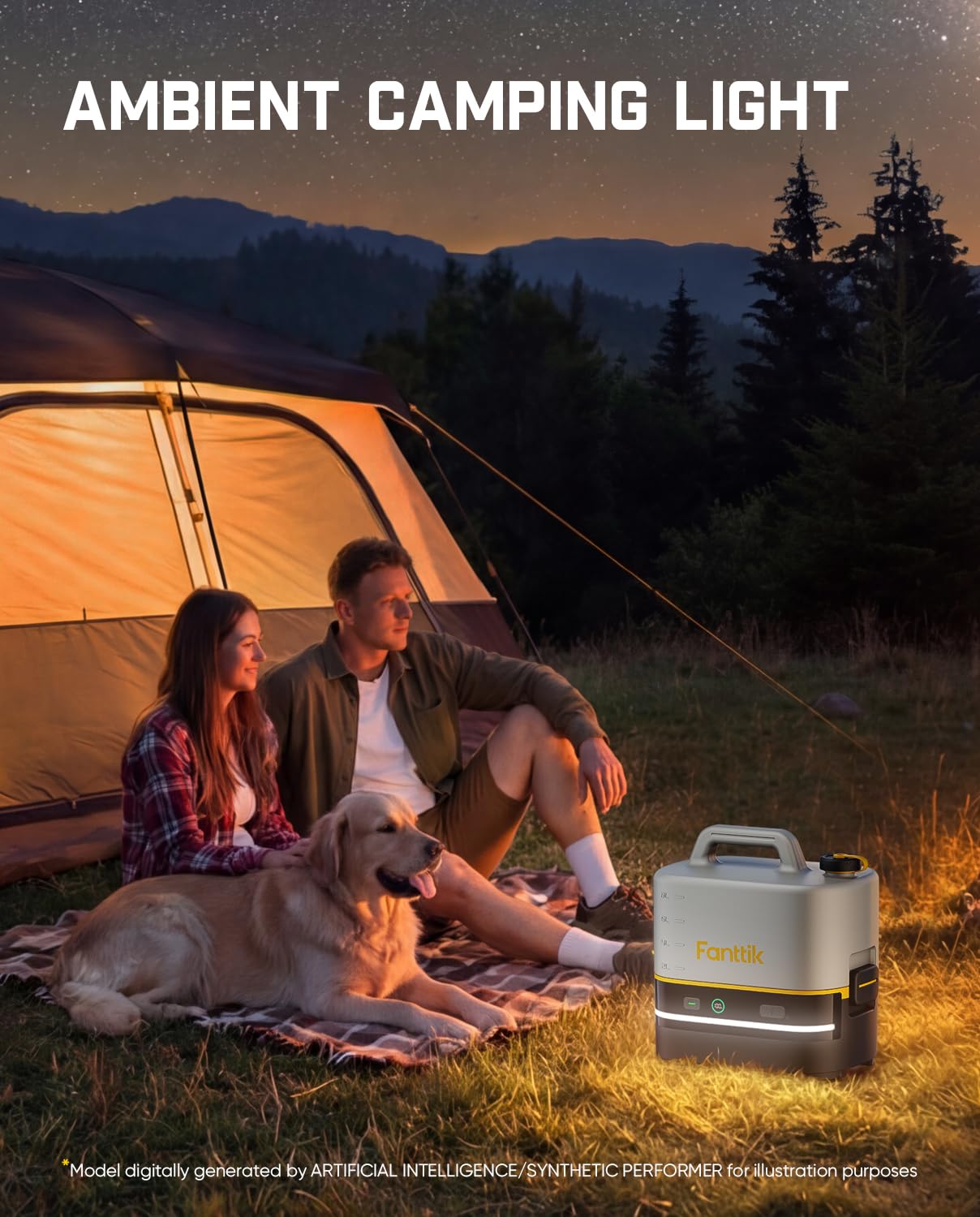 Fanttik NB10 built-in LED light strip creating camping ambiance and visibility