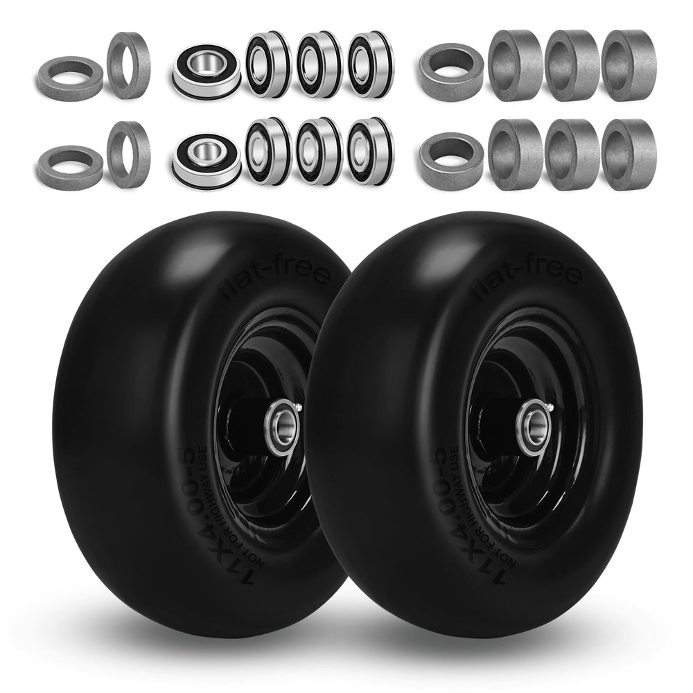 Fanxier front wheel assembly showing solid tire and alloy rim, durable performance