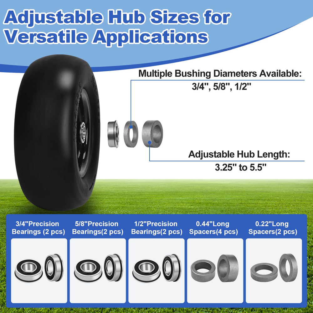 Fanxier wheel mounted on zero-turn mower, improves stability and no flats