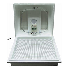 Farm Innovators 2100 front view showing compact incubator and benefit of easy setup
