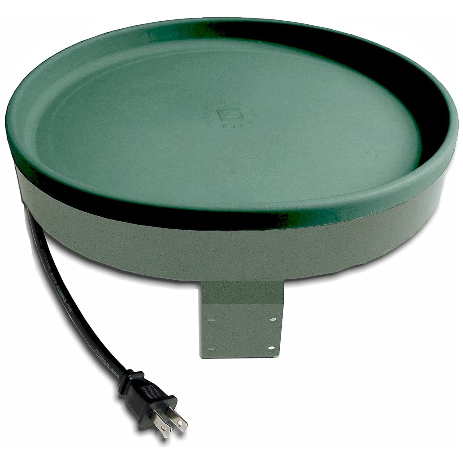 Farm Innovators close-up of the heated birdbath heater area highlighting thermostat efficiency