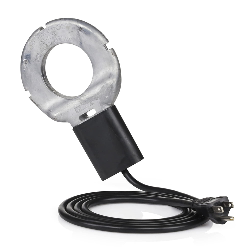 Farm Innovators C-500 thermostat detail illustrating automatic cycling and energy savings