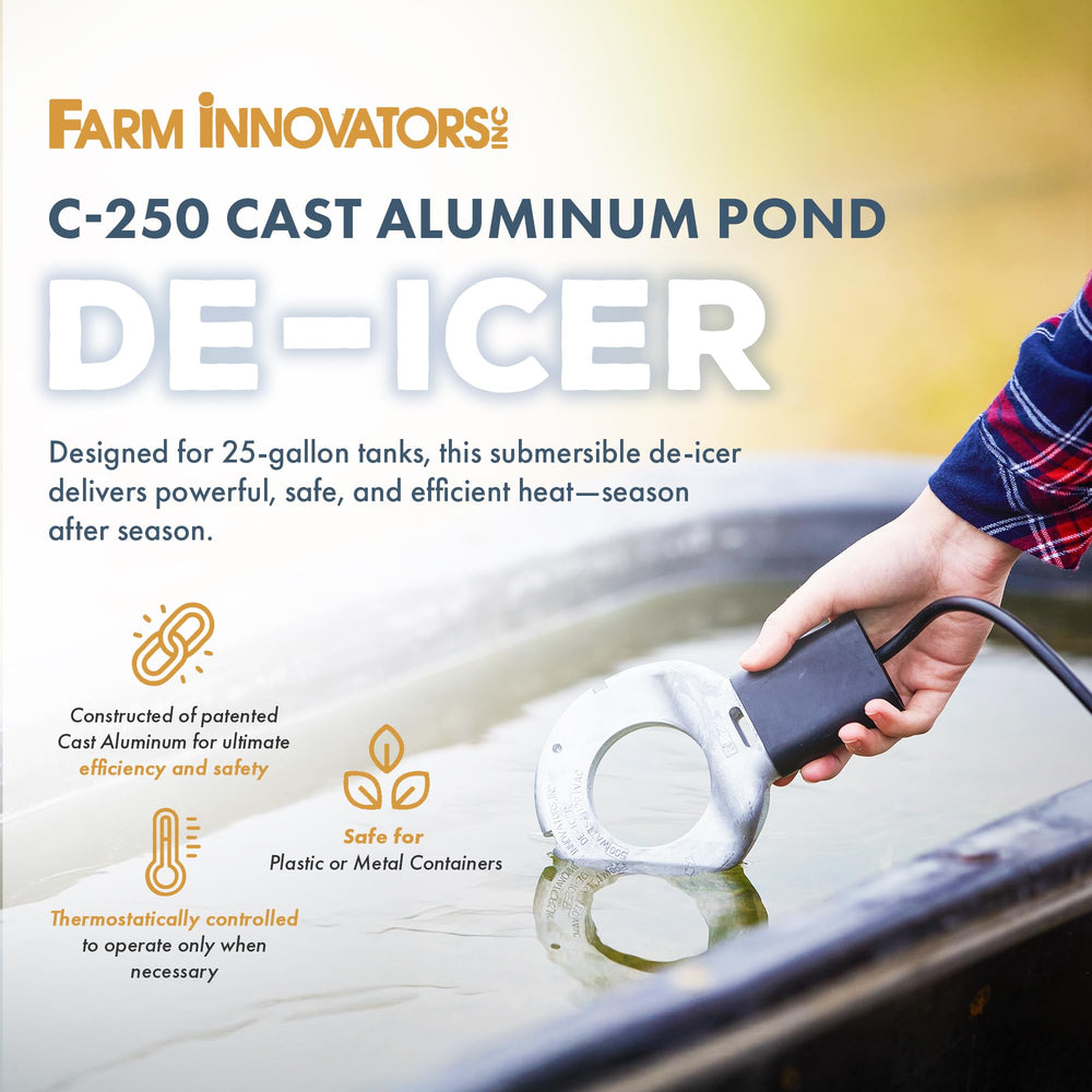 Farm Innovators close-up of cast aluminum housing showing durable build