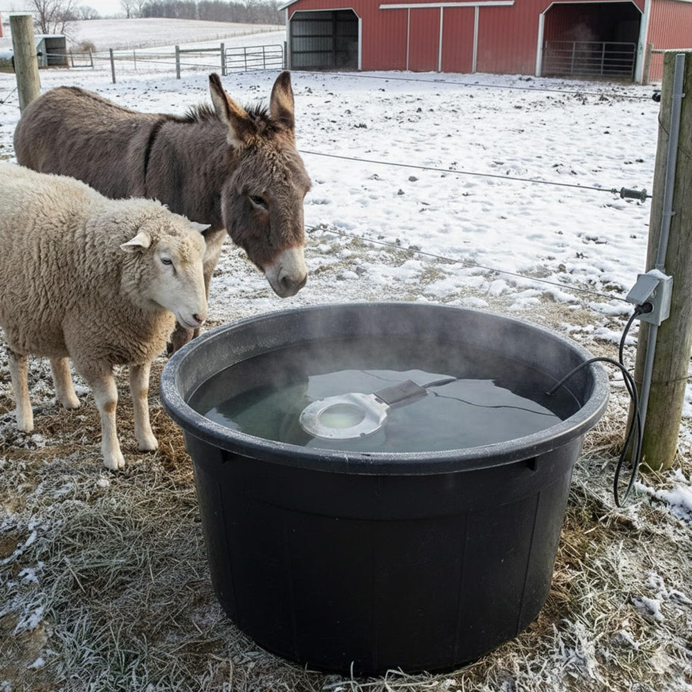 Farm Innovators size next to 5-gallon bucket to show scale and fit