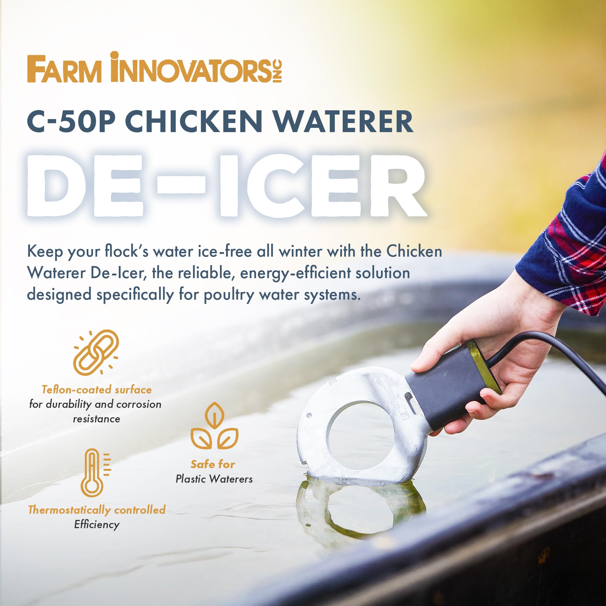Farm Innovators close-up of Teflon coating protecting metal for long-lasting use
