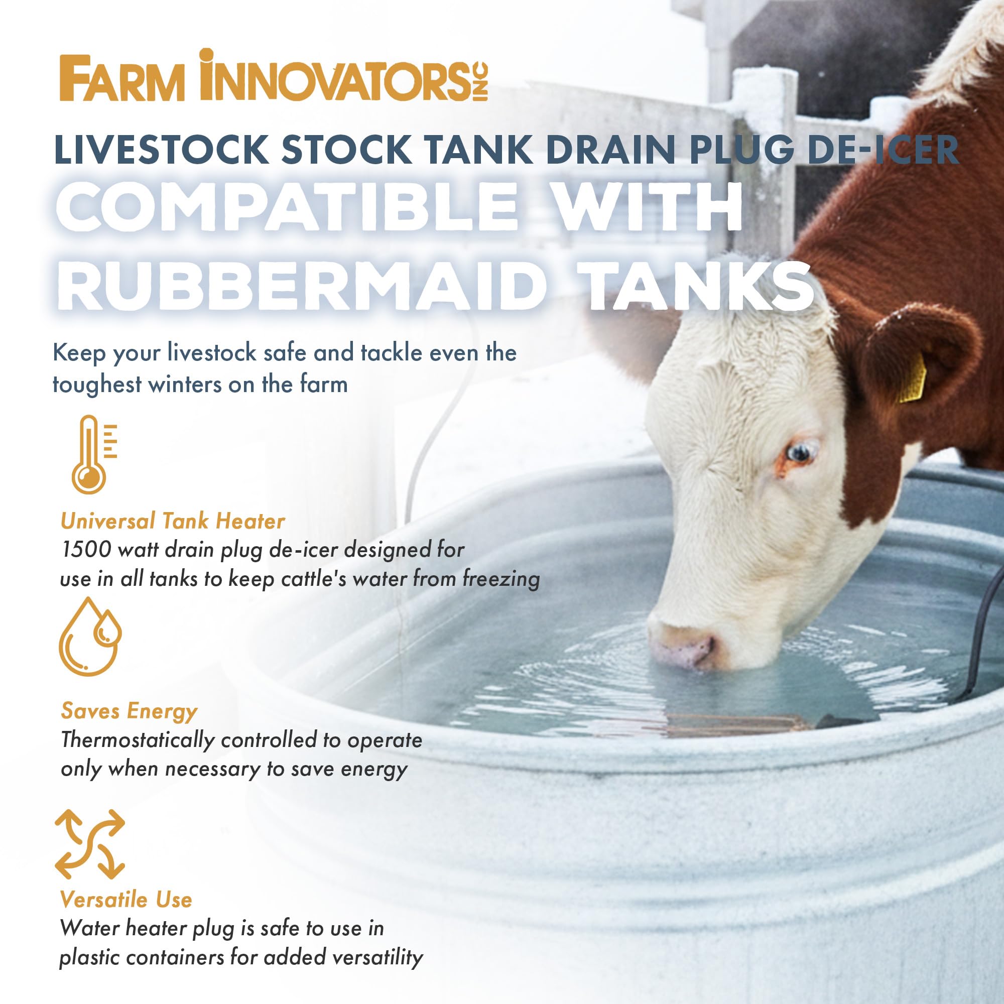Farm Innovators close-up of drain-plug heating element showing secure fit