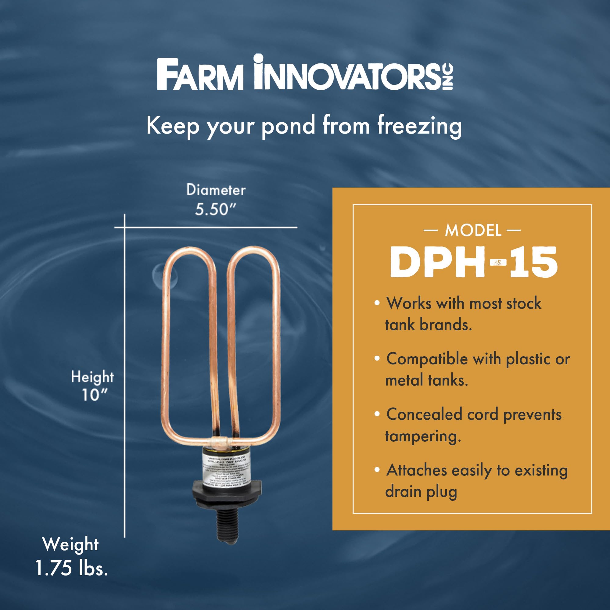 Farm Innovators cord and thermostat detail illustrating concealed safety