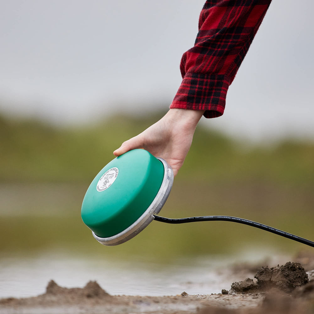 Farm Innovators floating in backyard pond demonstrating easy installation benefit