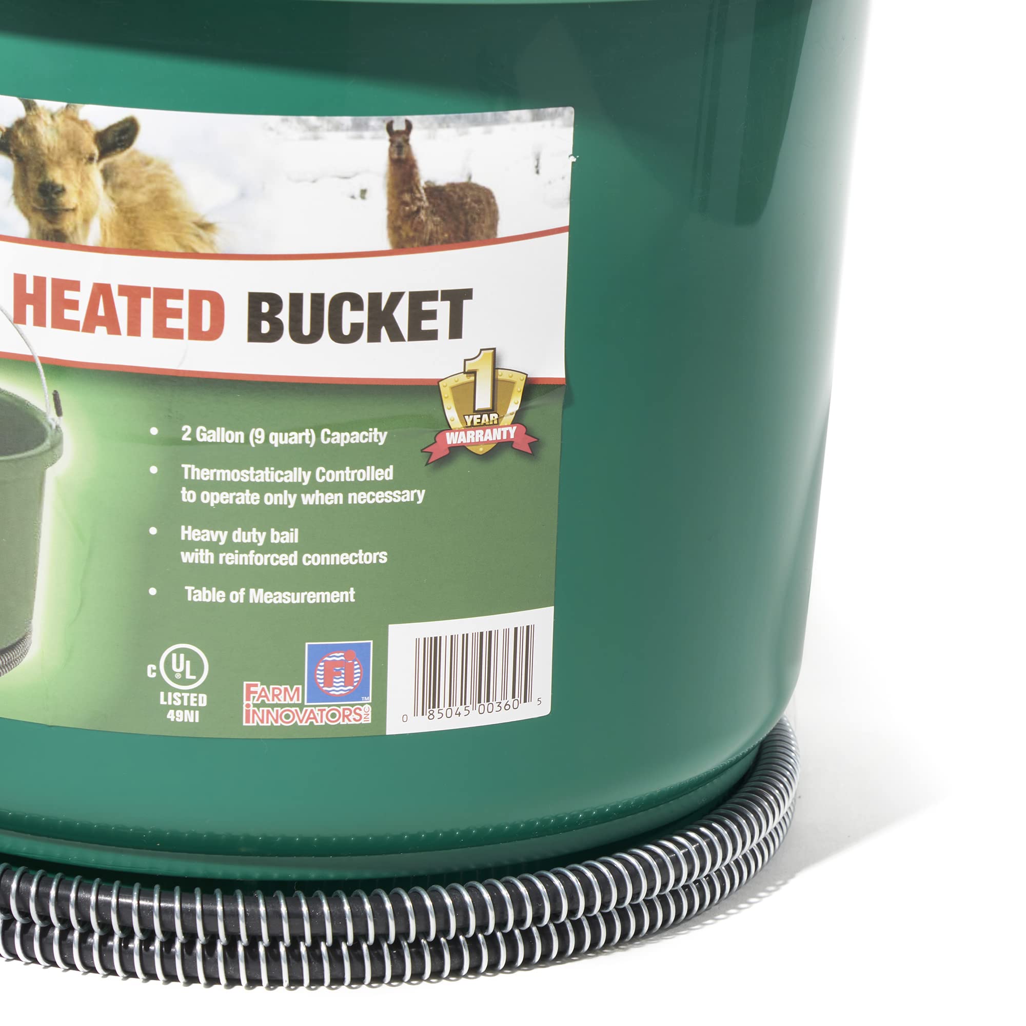 Farm Innovators HB-60 next to measuring container showing 2-gallon capacity benefit