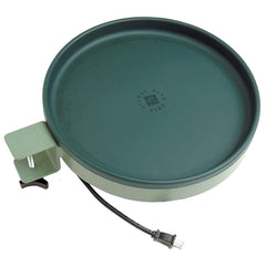 Farm Innovators heated bird bath front view showing shallow tray and durable finish for easy access