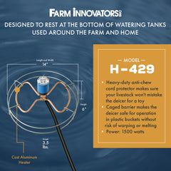 Farm Innovators protective cage detail showing livestock-safe barrier benefit