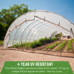 Farm Plastic Supply installed on hoop house protecting crops from weather